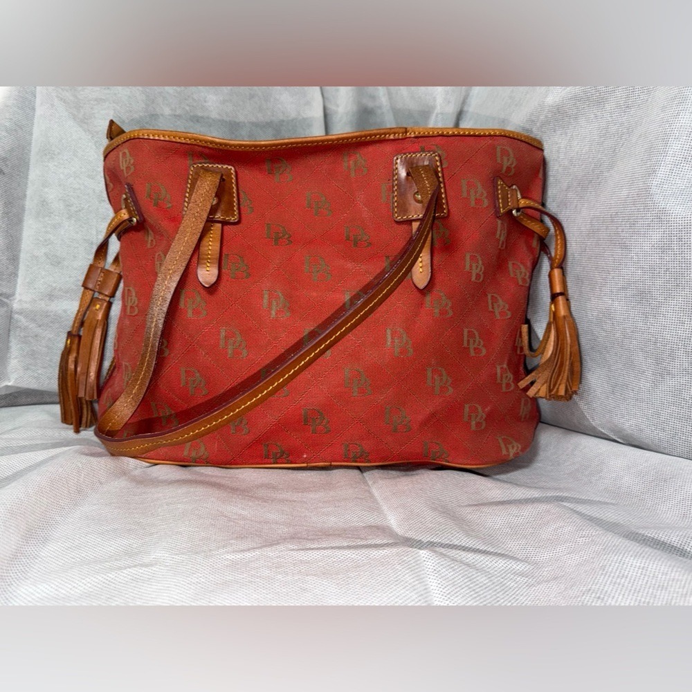 Vintage Dooney & Bourke Redish Orange and Tan purse, bag, handbag - Picture 4 of 14